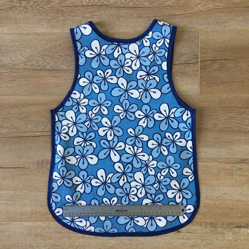 Floral Blue Montessori No-Tie Apron for ages 3 to 6