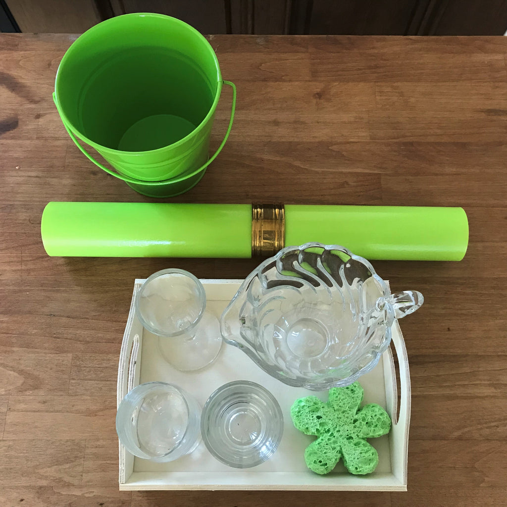 Montessori Pouring Pitcher to 3 Glasses for Ages 3 to 6 - Green