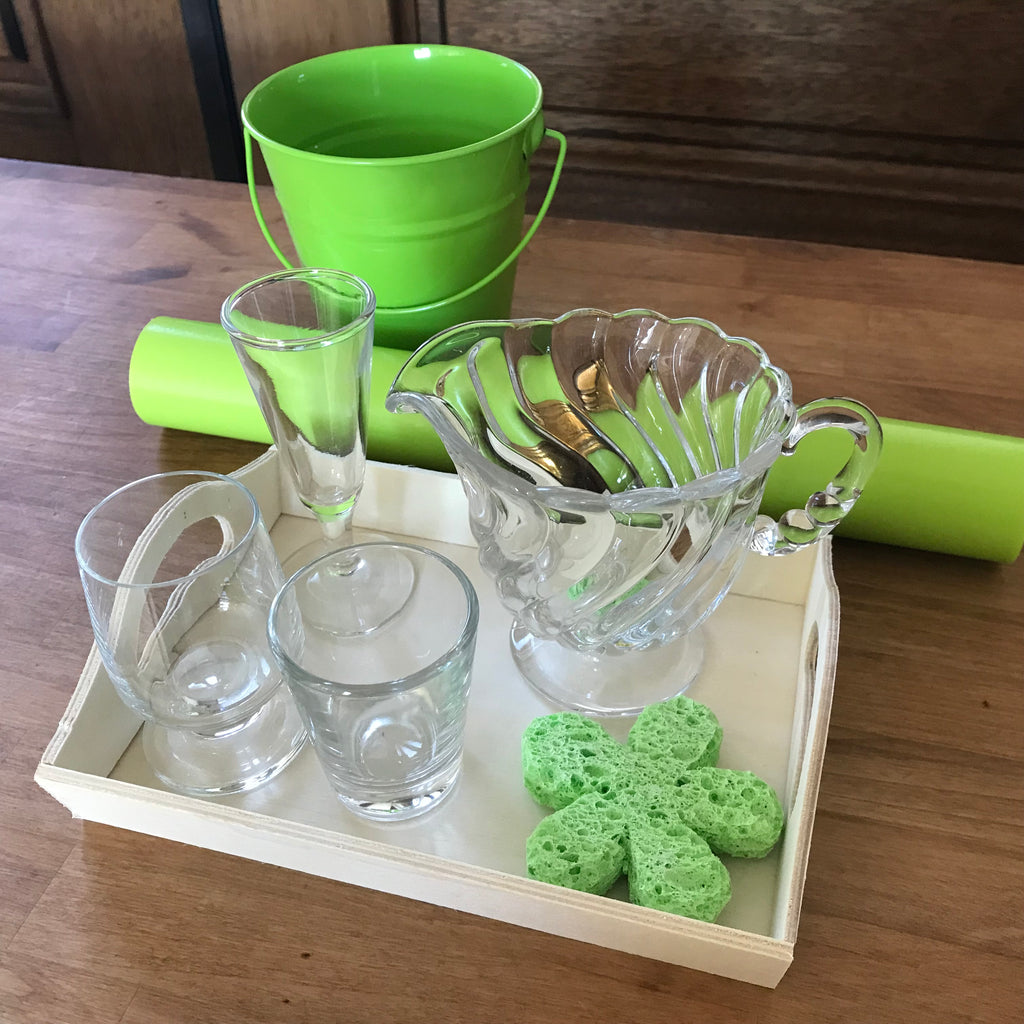Montessori Pouring Pitcher to 3 Glasses for Ages 3 to 6 - Green