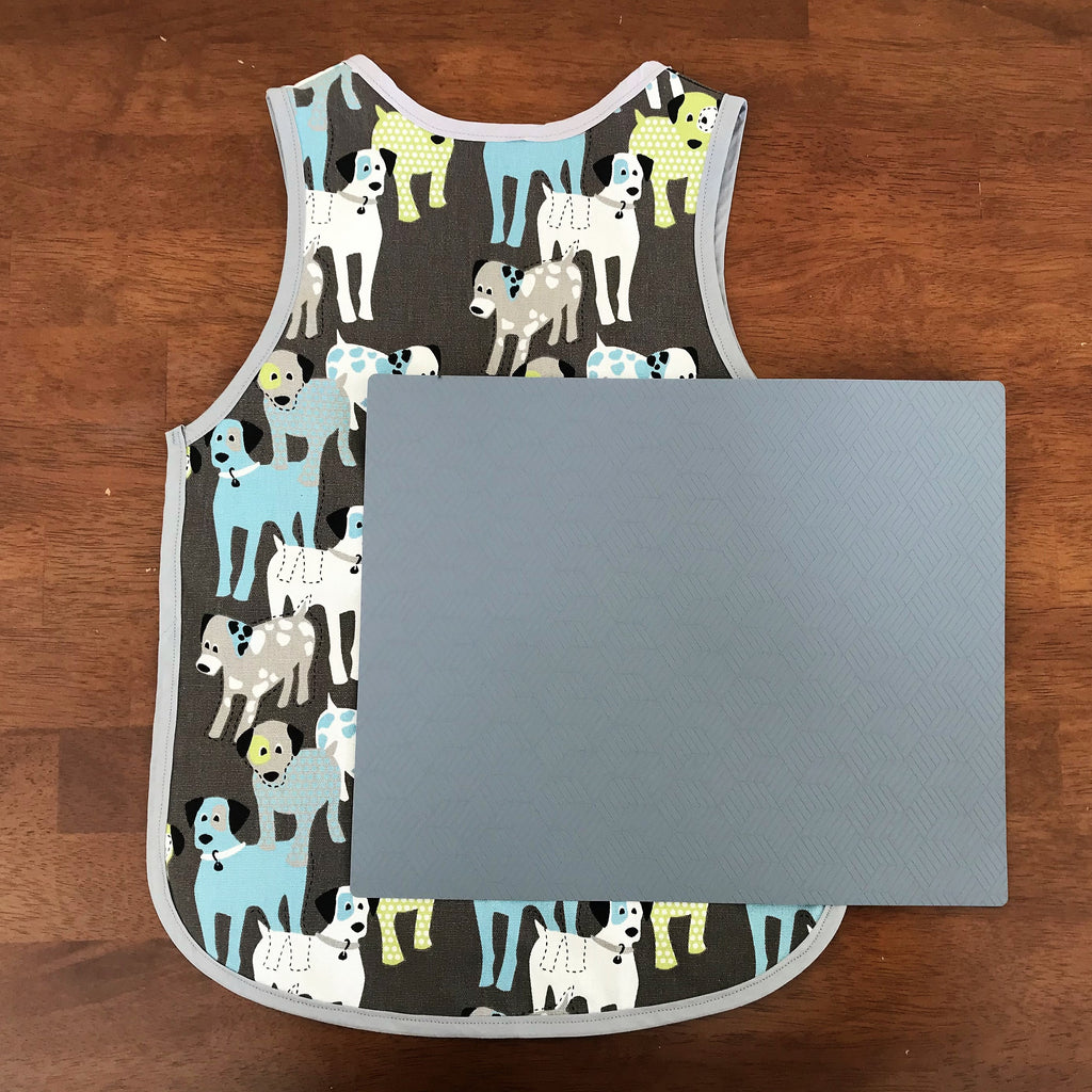 Montessori No-Tie Apron & Protector for ages 3 to 6, Puppy Print